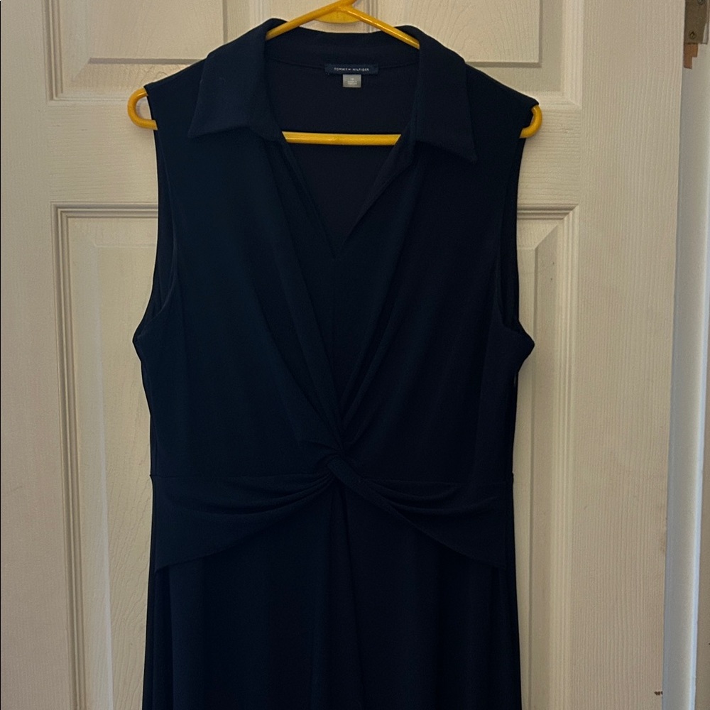 Tommy Hilfiger Black Sleeveless Twist-Front Dress Size 14